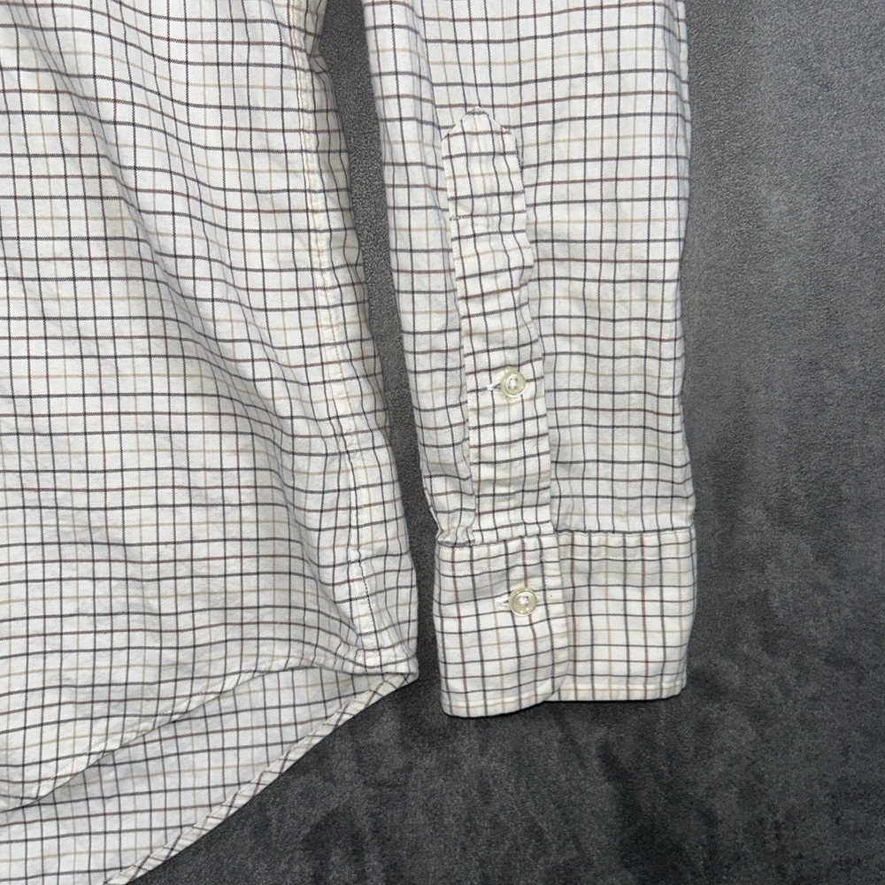 Polo Ralph Lauren Shirt Mens Large Ivory Brown Check Long Sleeve Button Up - Picture 5 of 13